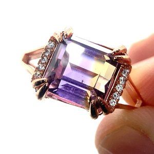 Ametrine 3.39ct Rose Gold Finish Solid 925 Sterling Silver Ring